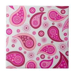 Pink Paisley Boho Pattern Fliese