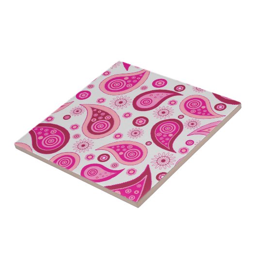 Pink Paisley Boho Pattern Fliese (Seite)