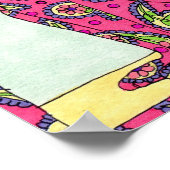 Pink Paisley Cat Folk Art Poster (Ecke)