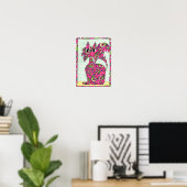 Pink Paisley Cat Folk Art Poster (Heimbüro)