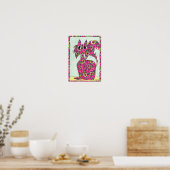 Pink Paisley Cat Folk Art Poster (Küche)