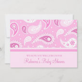 Pink Paisley Custom Baby Shower Einladungen (Vorderseite)