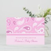 Pink Paisley Custom Baby Shower Einladungen (Stehend Vorderseite)