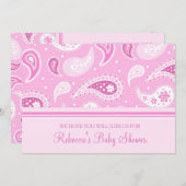 Pink Paisley Custom Baby Shower Einladungen (Vorne/Hinten)