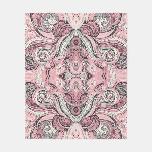 Pink Paisley Das Zuhause-Studio Fleecedecke (Vorderseite)