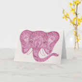 Pink Paisley Elephant Notecard Karte (Gelbe Blume)