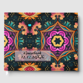 Pink Paisley Floral Gästebuch