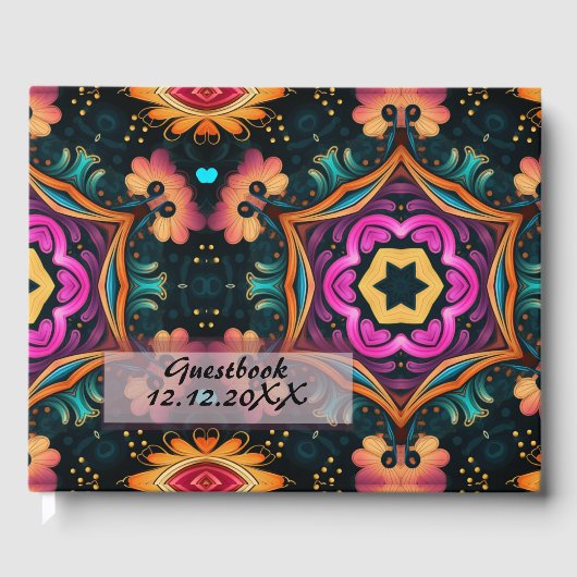 Pink Paisley Floral Gästebuch (Vorderseite)