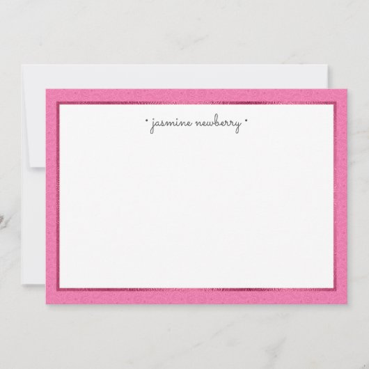Pink Paisley & Foil Personalisiert Flat Note Card Mitteilungskarte (Vorderseite)