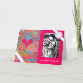 Pink Paisley Garden Personalized Photo Valentine Feiertagskarte