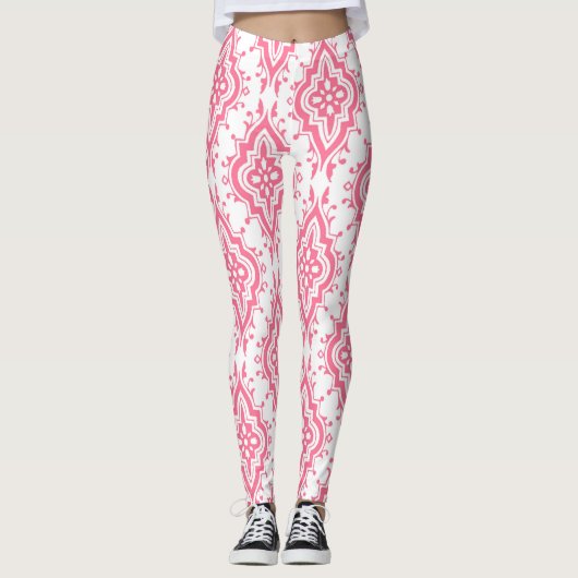 Pink Paisley Gemusterte Leggings (Vorderseite)
