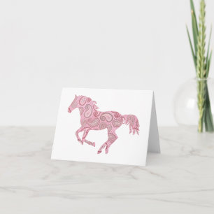 Pink Paisley Horse Karte