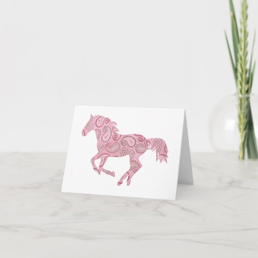 Pink Paisley Horse Karte (Vorderseite)