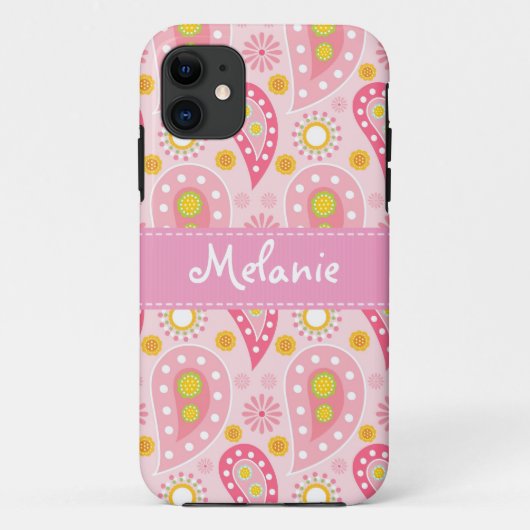 Pink Paisley iPhone Monogram Custom Case-Mate iPhone Hülle (Rückseite)