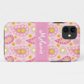 Pink Paisley iPhone Monogram Custom Case-Mate iPhone Hülle (Rückseite (Horizontal))