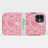 Pink Paisley iPhone Monogram Custom Case-Mate iPhone Hülle (Rückseite (Horizontal))