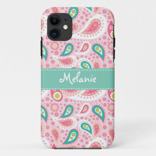 Pink Paisley iPhone Monogram Custom Case-Mate iPhone Hülle