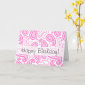 Pink Paisley Pattern Karte (Gelbe Blume)