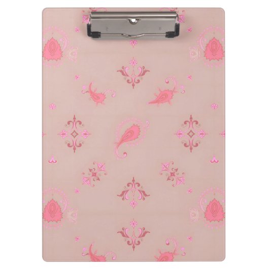 Pink Paisley Pattern Klemmbrett (Vorderseite)