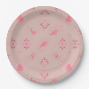 Pink Paisley Pattern Pappteller