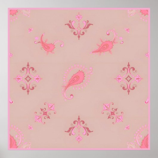 Pink Paisley Pattern Poster (Vorne)