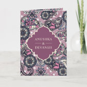 Pink Paisley Pattern QR Code Indian Wedding Einladung (Vorderseite)