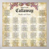 Pink Paisley Peacock Empfang Seekarte Poster (Vorne)