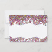 Pink Paisley Peacock Wedding RSVP (Rückseite)