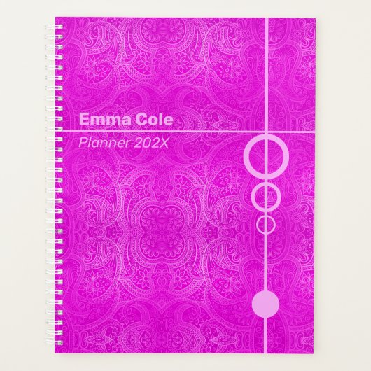 Pink Paisley Personalisiert Planer (Vorderseite)