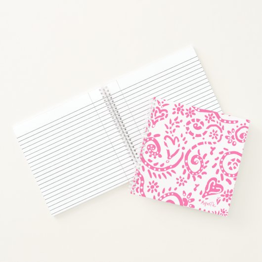 Pink Paisley "Pip" 8.5" x 8.5" SpiralNotebook Notizblock (Innenseite)