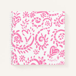 Pink Paisley "Pip" 8.5" x 8.5" SpiralNotebook Notizblock