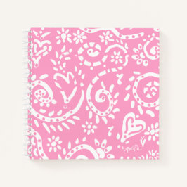 Pink Paisley "Pip" 8.5" x 8.5" SpiralNotebook Notizblock