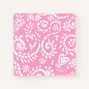 Pink Paisley "Pip" 8.5" x 8.5" SpiralNotebook Notizblock