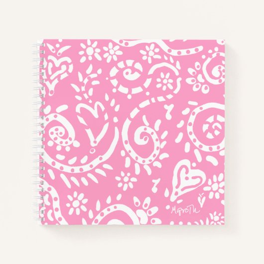 Pink Paisley "Pip" 8.5" x 8.5" SpiralNotebook Notizblock (Vorderseite)