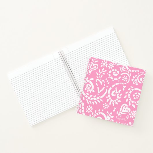 Pink Paisley "Pip" 8.5" x 8.5" SpiralNotebook Notizblock (Innenseite)