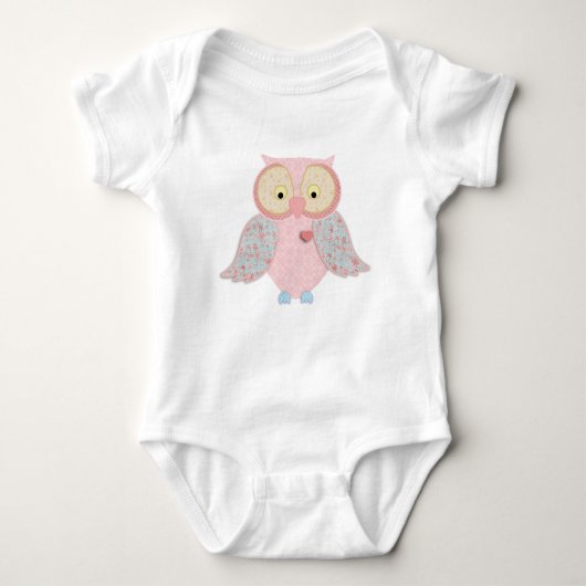 Pink Paisley Print Owl Baby Strampler (Vorderseite)
