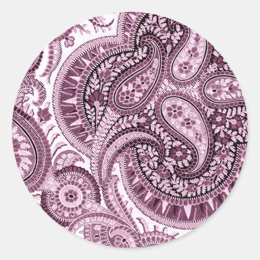 Pink Paisley Runder Aufkleber (Vorderseite)