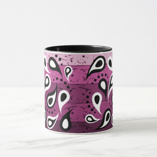 Pink Paisley Textile Muster Tasse (Zentrum)