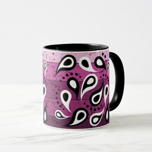 Pink Paisley Textile Muster Tasse (VorderseiteRechts)