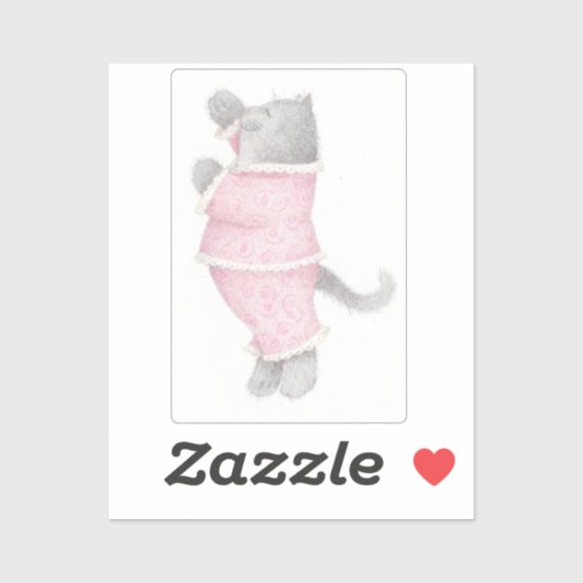 PINK PAJAMAS CAT 2"X2" Vinyl Sticker (Blatt)