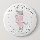 PINK PAJAMAS CAT Child ID Button - Weiß (Vorderseite)