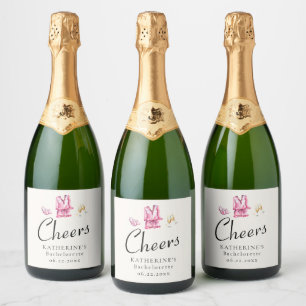 Pink Pajamas Prosecco Junggeselinnen-Abschied Cust Schaumweinetikett