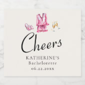 Pink Pajamas Prosecco Junggeselinnen-Abschied Cust Schaumweinetikett (Einzelnes Label)