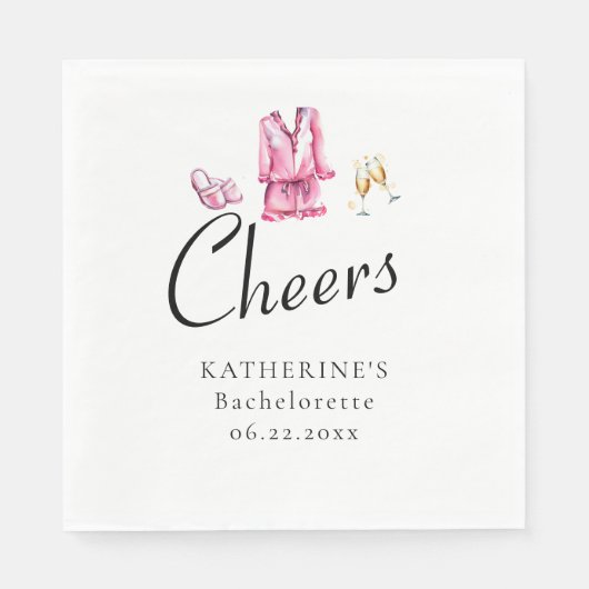 Pink Pajamas Prosecco Junggeselinnen-Abschied Cust Serviette (Vorderseite)