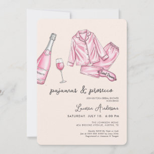 Pink Pajamas und Prosecco Brautparty Einladung
