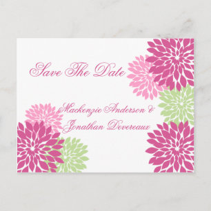 Pink Pale Green Blume Petals Save the Date Ankündigungspostkarte