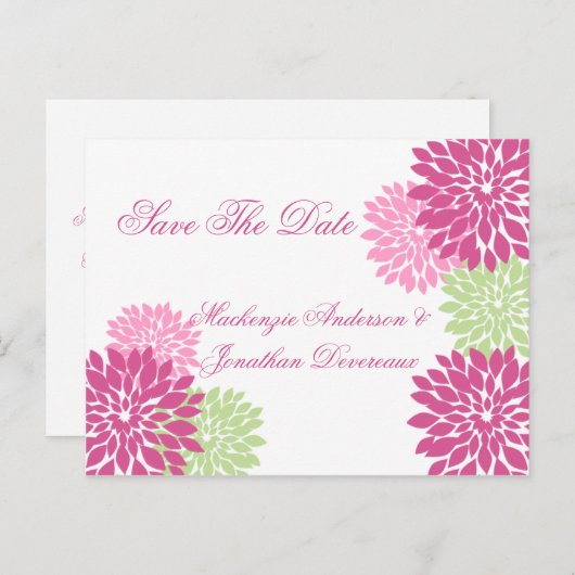 Pink Pale Green Blume Petals Save the Date Ankündigungspostkarte (Vorne/Hinten)