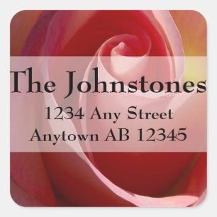 Pink Pale Moon Rose Hochzeitshilfsaufkleber Quadratischer Aufkleber