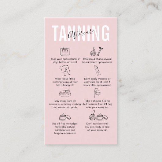 Pink Pale Tanning After Care Einfach Visitenkarte (Rückseite)