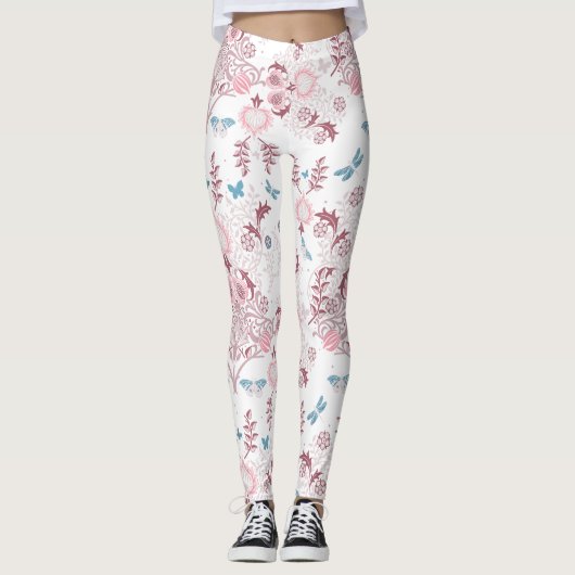 Pink Palette William Morris Design Leggings (Vorderseite)